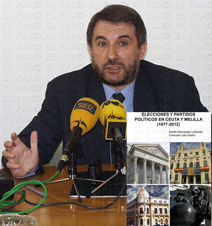 Adolfo Hernández Lafuente durante una comparecencia ante los medios. Abajo, la portada de la obra.
