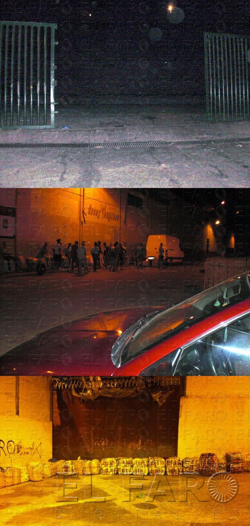 De arriba a abajo, puerta de Alborán; camalos y bultos tras el desalojo.