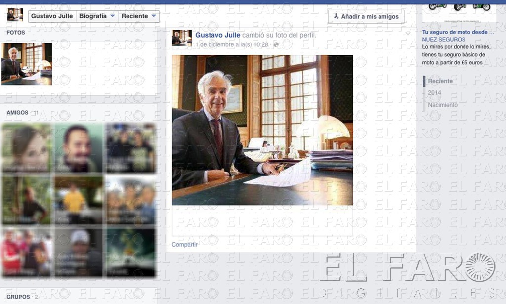 Captura de la cuenta de Gustavo Julle, creada el día 1 y que usa de foto de perfil la imagen de un político francés.