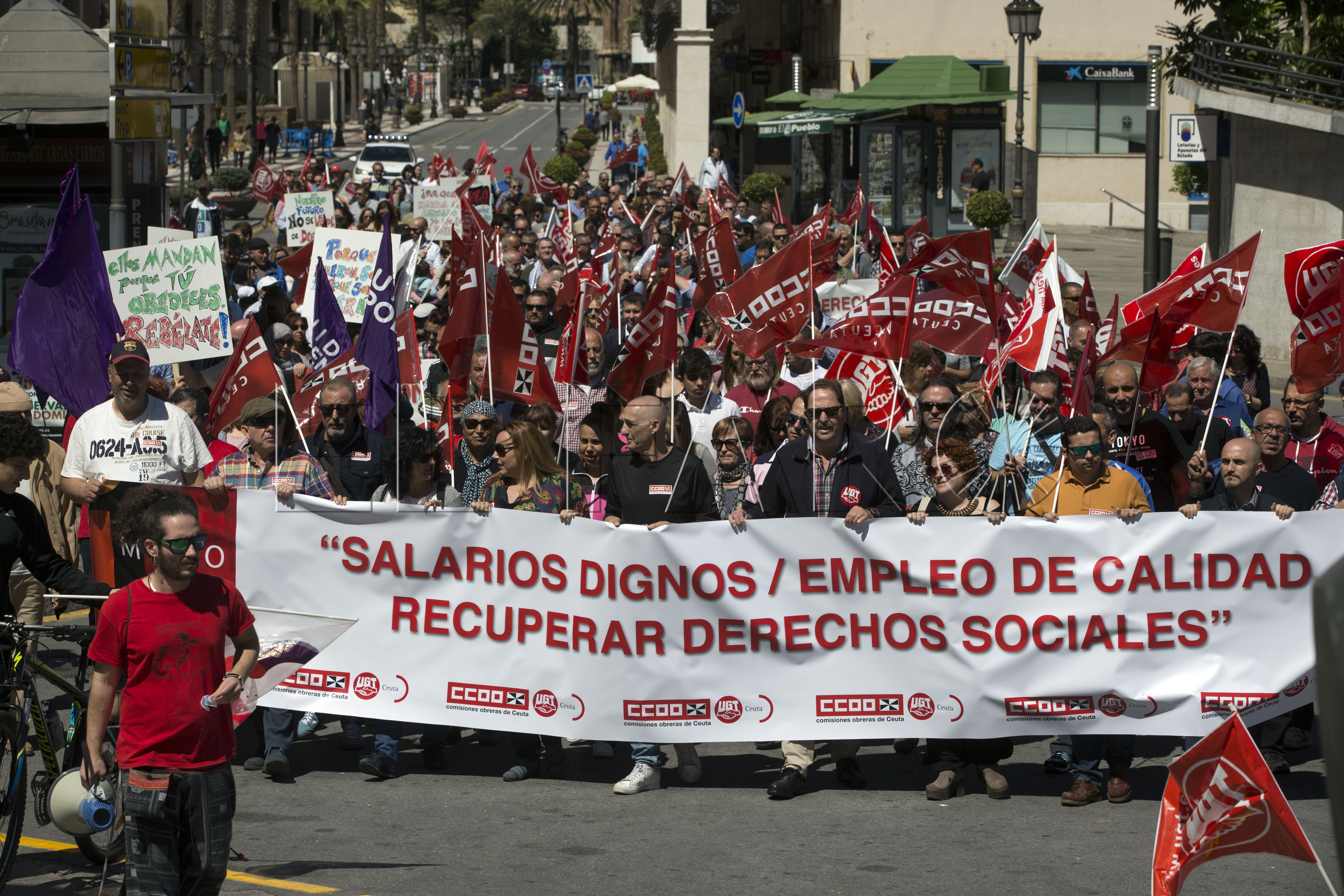 Ceuta. 1 mayo 2017. Manifestacion 1 de Mayo Día del Trabajador.