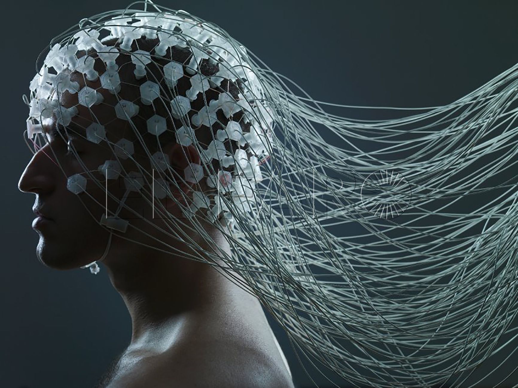 Man with Electrode Wires on Head --- Image by © Adrianna Williams/Corbis