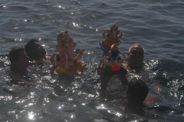 Visarjan inmersión y disolución de las imagenes en las aguas.