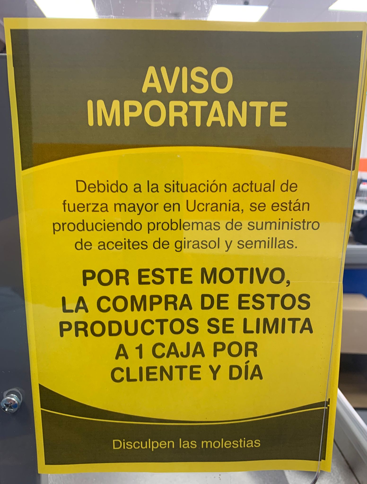 cartel limite aceite