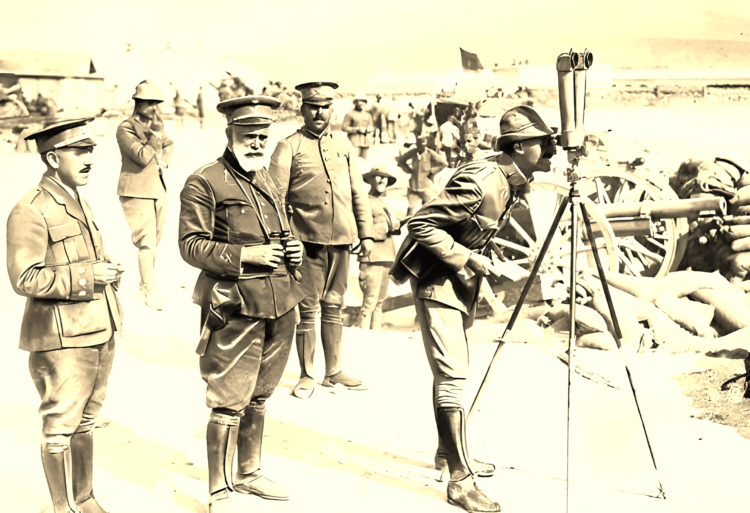 El entonces coronel Riquelme junto al general Cabanellas, inspeccionando las posiciones enemigas. Miguel Cabanellas y Ferrer era miembro de la masonería desde 1930.