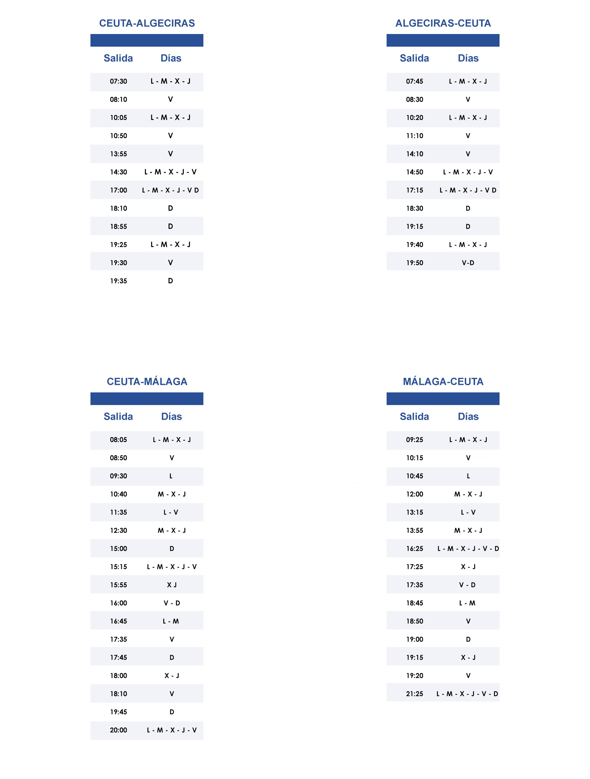 HORARIOS HELICOPTERO